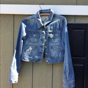 Old navy Denim Crop Jean jacket w/ Patched Elbows